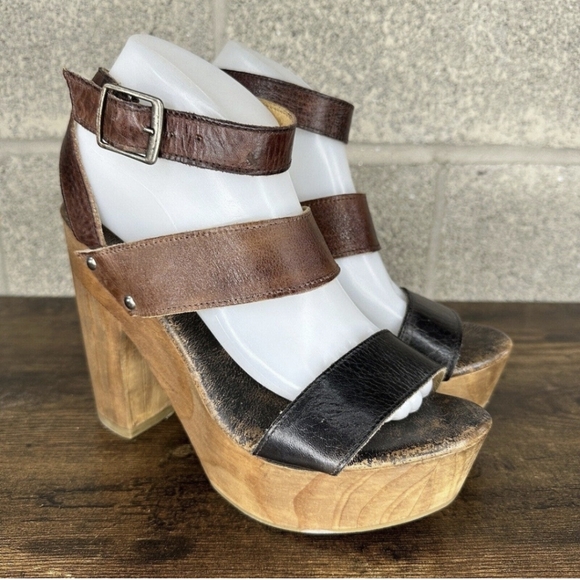 SOLD NEW BedStu Marilyn Teak Rustic Leather Platform Sandals sz 10 Boho - Picture 6 of 11